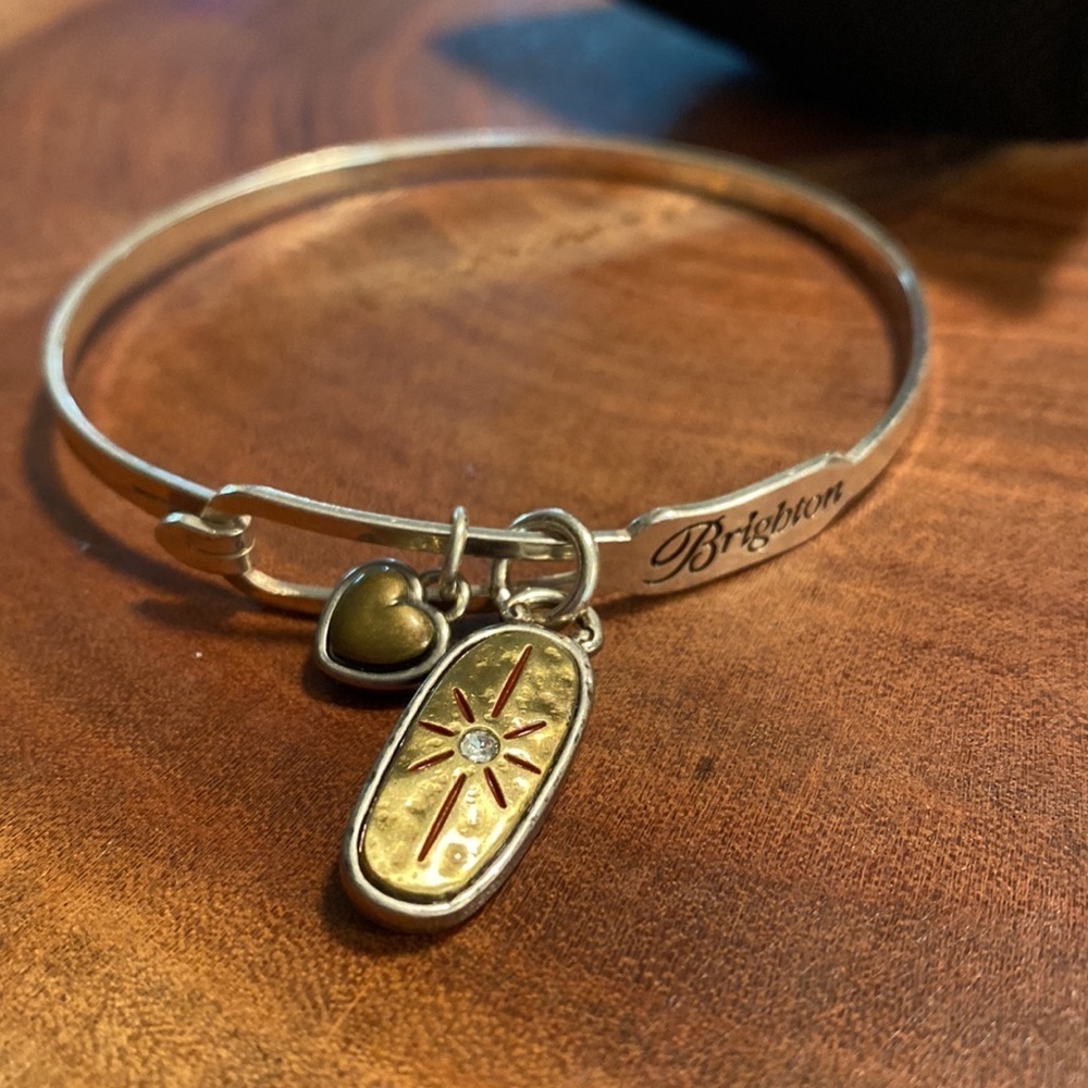 BRIGHTON Art & Soul "Believe"‎ Charm Silver and gold Bangle Bracelet